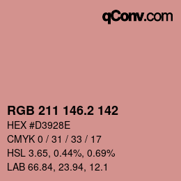 カラーコード: RGB 211 146.2 142 | qconv.com