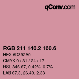 カラーコード: RGB 211 146.2 160.6 | qconv.com