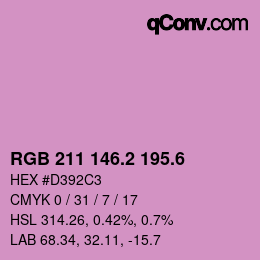 カラーコード: RGB 211 146.2 195.6 | qconv.com