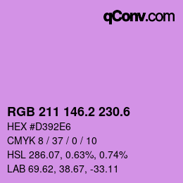 カラーコード: RGB 211 146.2 230.6 | qconv.com