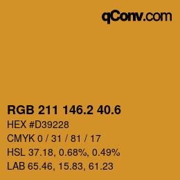 カラーコード: RGB 211 146.2 40.6 | qconv.com
