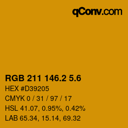 カラーコード: RGB 211 146.2 5.6 | qconv.com