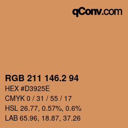 カラーコード: RGB 211 146.2 94 | qconv.com