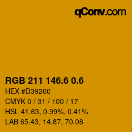 カラーコード: RGB 211 146.6 0.6 | qconv.com