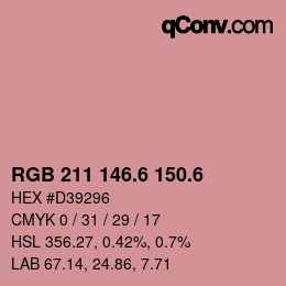 カラーコード: RGB 211 146.6 150.6 | qconv.com