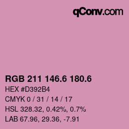 カラーコード: RGB 211 146.6 180.6 | qconv.com