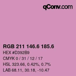 カラーコード: RGB 211 146.6 185.6 | qconv.com