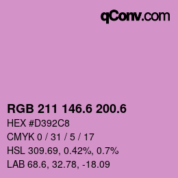 カラーコード: RGB 211 146.6 200.6 | qconv.com
