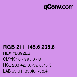 カラーコード: RGB 211 146.6 235.6 | qconv.com