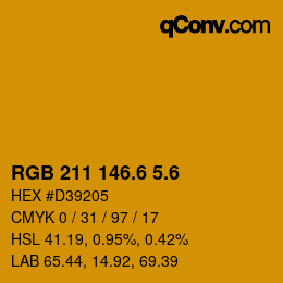 カラーコード: RGB 211 146.6 5.6 | qconv.com