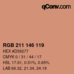 カラーコード: RGB 211 146 119 | qconv.com