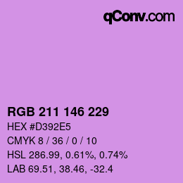 カラーコード: RGB 211 146 229 | qconv.com