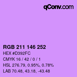 颜色代码: RGB 211 146 252 | qconv.com