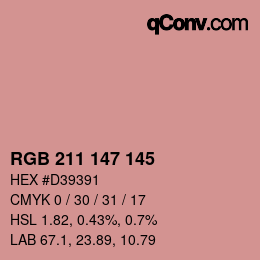 Color code: RGB 211 147 145 | qconv.com