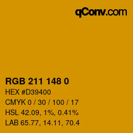 Color code: RGB 211 148 0 | qconv.com