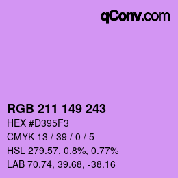 Color code: RGB 211 149 243 | qconv.com