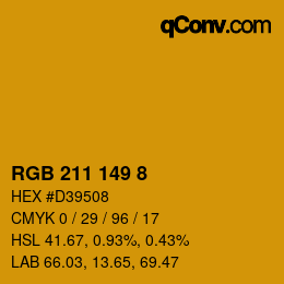カラーコード: RGB 211 149 8 | qconv.com