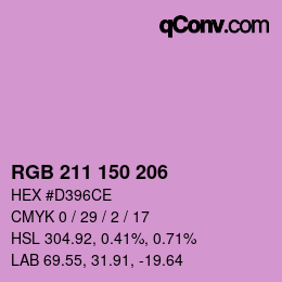 カラーコード: RGB 211 150 206 | qconv.com
