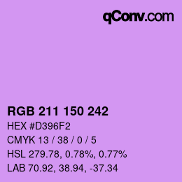 Color code: RGB 211 150 242 | qconv.com