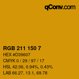 Color code: RGB 211 150 7 | qconv.com