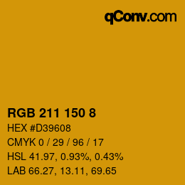 カラーコード: RGB 211 150 8 | qconv.com