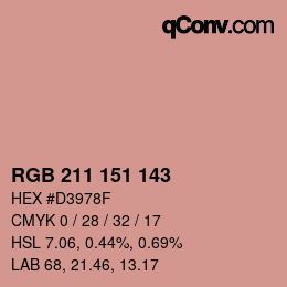カラーコード: RGB 211 151 143 | qconv.com