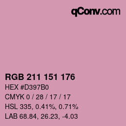 カラーコード: RGB 211 151 176 | qconv.com