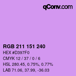 カラーコード: RGB 211 151 240 | qconv.com