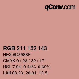 Color code: RGB 211 152 143 | qconv.com
