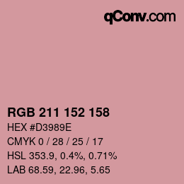 カラーコード: RGB 211 152 158 | qconv.com