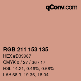 Color code: RGB 211 153 135 | qconv.com