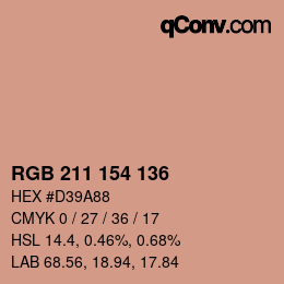 Color code: RGB 211 154 136 | qconv.com