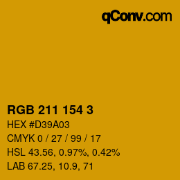 カラーコード: RGB 211 154 3 | qconv.com