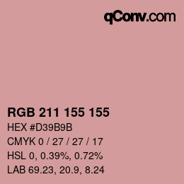 カラーコード: RGB 211 155 155 | qconv.com