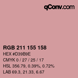 カラーコード: RGB 211 155 158 | qconv.com