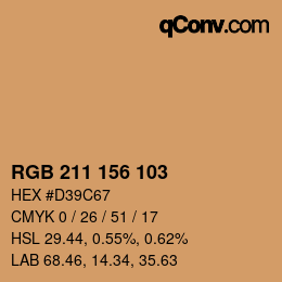 カラーコード: RGB 211 156 103 | qconv.com