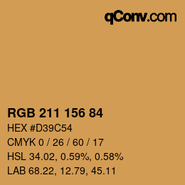カラーコード: RGB 211 156 84 | qconv.com