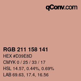 カラーコード: RGB 211 158 141 | qconv.com