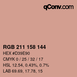 カラーコード: RGB 211 158 144 | qconv.com