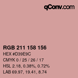 カラーコード: RGB 211 158 156 | qconv.com
