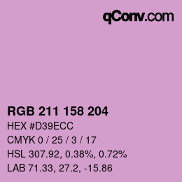 カラーコード: RGB 211 158 204 | qconv.com