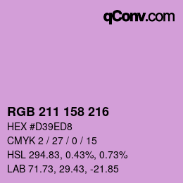カラーコード: RGB 211 158 216 | qconv.com