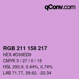 カラーコード: RGB 211 158 217 | qconv.com