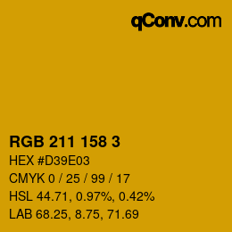 Color code: RGB 211 158 3 | qconv.com