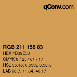 カラーコード: RGB 211 158 83 | qconv.com
