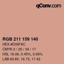 カラーコード: RGB 211 159 140 | qconv.com