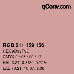 カラーコード: RGB 211 159 156 | qconv.com