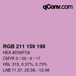 カラーコード: RGB 211 159 198 | qconv.com