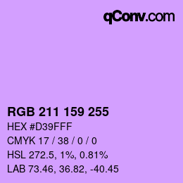 Color code: RGB 211 159 255 | qconv.com