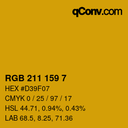 カラーコード: RGB 211 159 7 | qconv.com